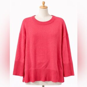 LOFT cotton blend Vibrant Coral Crew Neck Sweater M